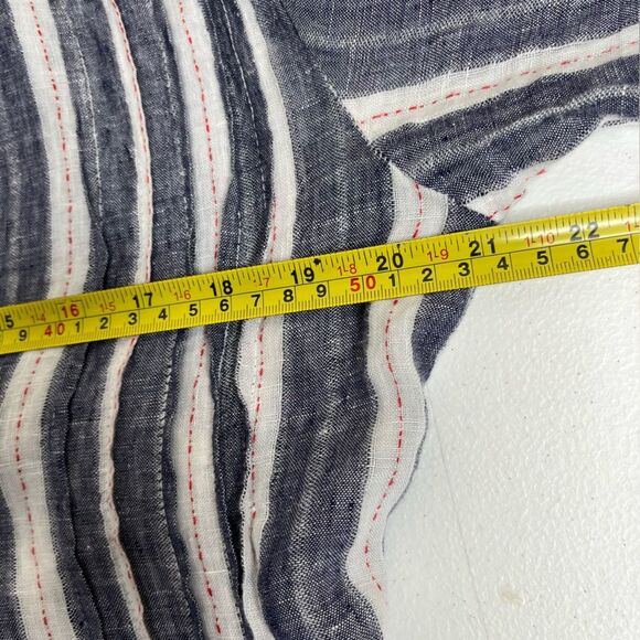 CP Shades Regina 100% Linen Pintuck Tunic Dress Chambray Stripe Women Medium - Picture 12 of 16